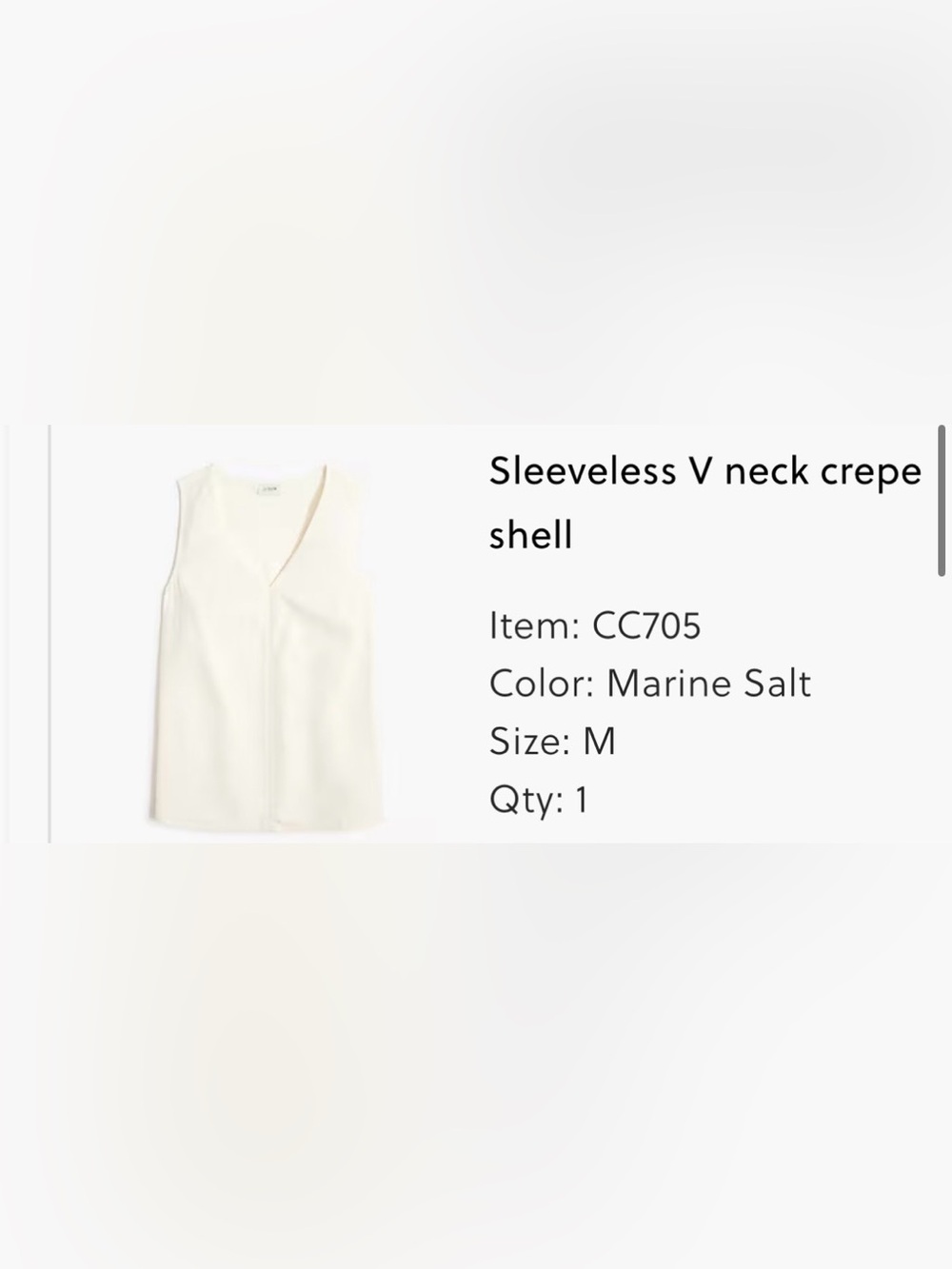 J. Crew Factory NWOT Sleeveless V-Neck Crepe Shell Top- Marine Salt - Picture 2 of 7